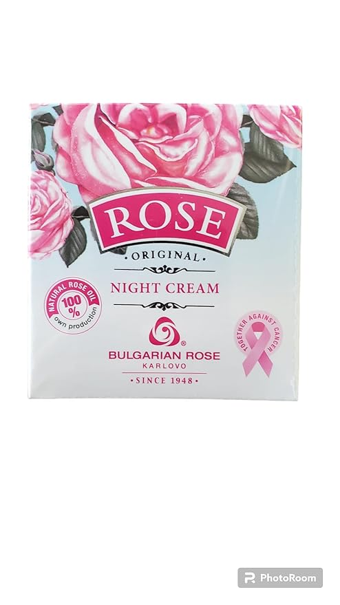 Bulgarian Rose Night Face Cream, Moisturizing and Rejuvenating Skin Care, Water Revitalizing Night Cream,Hydrating Rose Face Cream