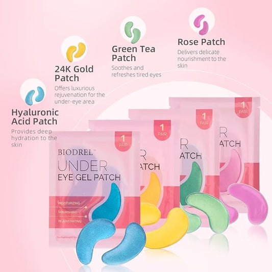 BIODREL- Under Eye Patches (20 Pairs) for Dark Circles, Puffy Eyes, Wrinkles, Eye Bags Treatment - Collagen Mask for Men & Women with Retinol, Vitamin C - Cooling Eye Gel Pads - Puffiness Care Masks
