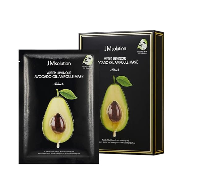 JM Solution Marine Luminous Pearl Deep Moisture 3 Step Skin Care Face Mask - Korean Skincare Facial Mask - boosting Brightening Moisturizing-10 Sheets for Dry Skin (Avocado)