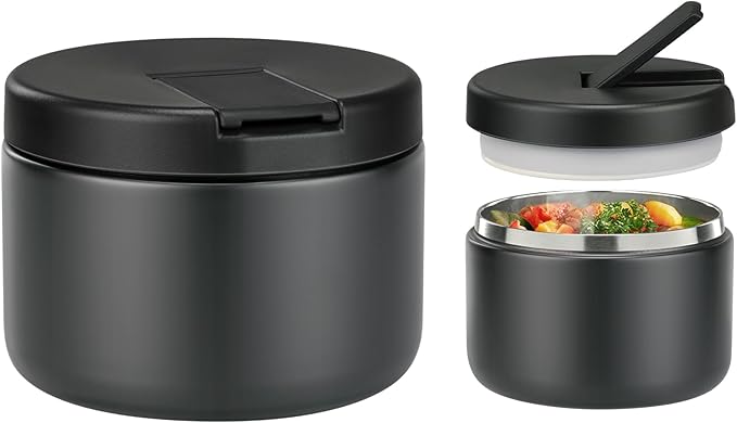 12oz Food Thermo for Hot Food Insulated Vacuum Soup Jar with Buckle Lid, Stainless Steel Wide Mouth Leak Proof Lunch Container