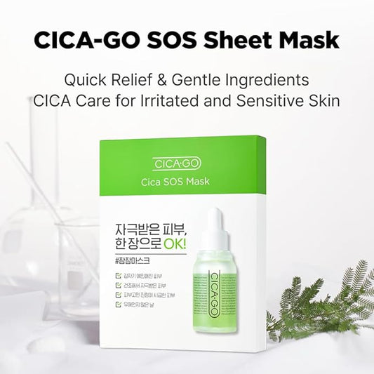 ISOI CICAGO Cica SOS Mask Pack, Intensive Soothing & Hydration Care for Sensitive & Irritated Skin, Fast-Acting Relief, Korean Skin Care (5EA)