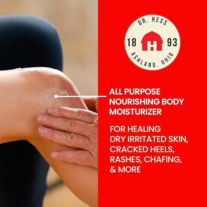 Dr. Hess' 1893 Original Udder Ointment, All-Purpose Nourishing Body Moisturizer for Healing Dry, Irritated Skin, Cracked Heels, Rashes, Chafing with Lanolin, Beeswax, & Eucalyptus Oil, 1.4 oz 4 Pack