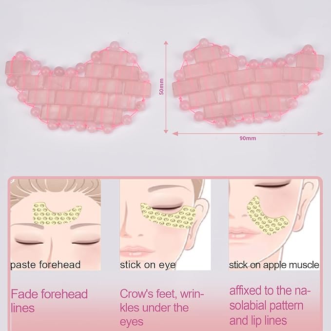 ideayard Rose Quartz Eye Mask, Mini Eye Mask Natural Quartz Mask for Eliminate Wrinkles Puffiness (Rose quartz-A)