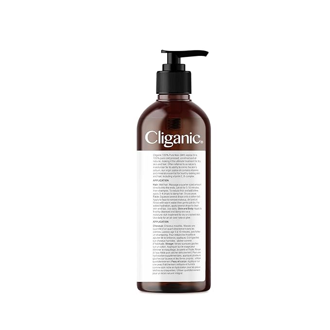 Cliganic Jojoba Oil Non-GMO, Bulk 16oz | 100% Pure, Natural Cold Pressed Unrefined Hexane Free Oil for Hair & Face