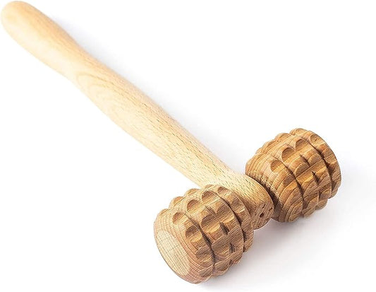 Tuuli Accessories - T-Shape Massage Roller, Body and Face Roller, Multi-Functional Facial Massager, Helps Ease Muscle Tension and Supports Skin Health, Wooden Roller Massager Tool
