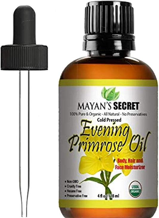 Mayan's Secret Pure Carrier and Essential oils for Skin Care, Hair, Body Moisturizer for Face-Anti Aging Skin Care (Evening Primrose Oil Organic, 4oz)