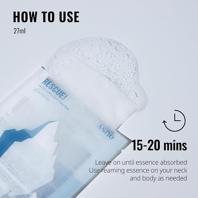 ASNO Rescue Healthy Looking Glow Sheet Mask 5ea, Bridal Glass Skin Facial Mask for Sensitive Skin, Nourishing, Glowing, Hydrating, Milk Thistle + Naicinamide + Paeonia Suffruticosa, Korean Skin Care