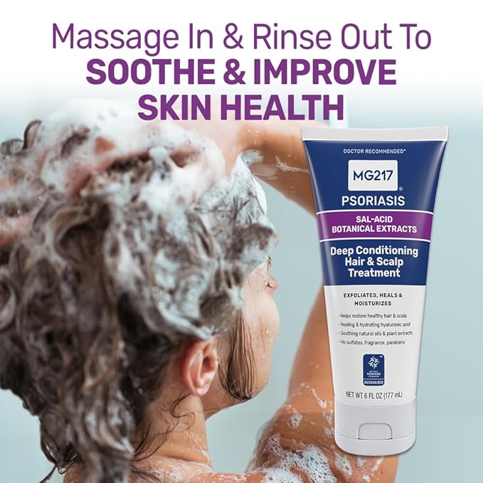 MG217 Deep Conditioning Salicylic Acid Scalp Treatment for Psoriasis, Exfoliates, Heals, Moisturizes, Hyaluronic Acid, Natural Oils, Plant Extracts, Sulfate free, Paraben Free, Fragrance Free, 6 floz