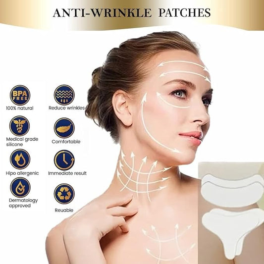Neck wrinkle patches - chest & Neck wrinkle Treatment - silicone patches for wrinkle 4 pcs - Reusable Grade Anti-Ageing chest wrinkle Pad
