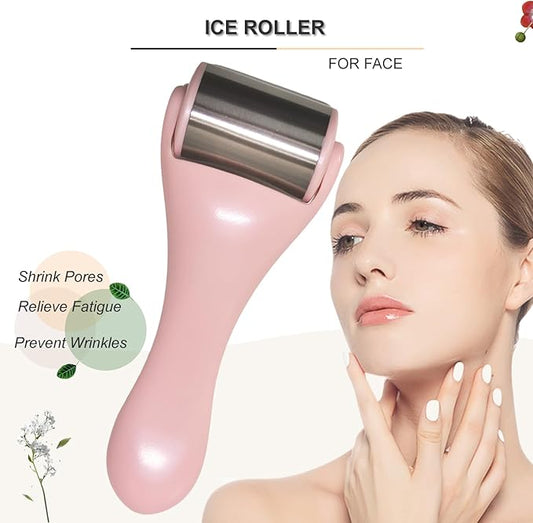 Ice Roller for Face, Ice Rollers 2 Pcs, Face Roller for Face Massager, Ice Face Roller for Wrinkles,Puffiness, Migraine Relief, Mini Eye Roller for Eyes Dark Circles (Pink)