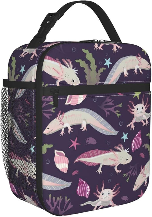 Axolotl Lunch Box Lunch Box Reusable Insulated Totes Lunch Bag Thermal Cooler For Boy Girls School Men Women Beach Picnic Travel