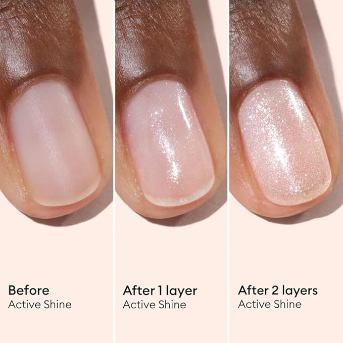 Manucurist Active Shine Illuminating & Care Nail Polish - Nail Concealer - No Lamp - Ultra-Shiny 2 in 1 Nude Gel Polish: Nail Strengthener and Growth, Highlighter & Care - Damaged Nails Repair