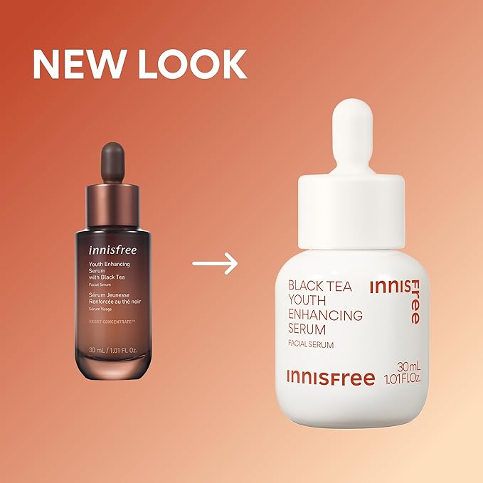 innisfree Black Tea Youth Enhancing Serum, Korean Serum with Niacinamide for Firming and Glow
