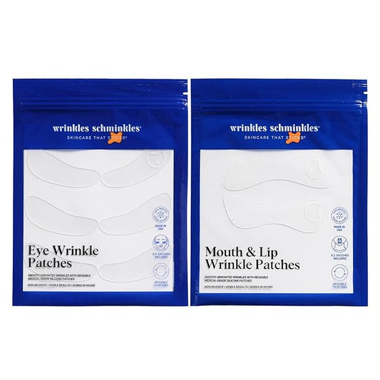 Wrinkles Schminkles Eye & Mouth Lift Set | Mouth & Lip Wrinkle Patch 2-Pack & Eye Wrinkle Patches 3-Pairs | Reusable Medical Grade Silicone Patches