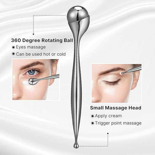 2-in-1 Eye Cream Applicator and Ice Roller, Face Massager Tool for Puffiness, Eye Bags, Muscle Ache