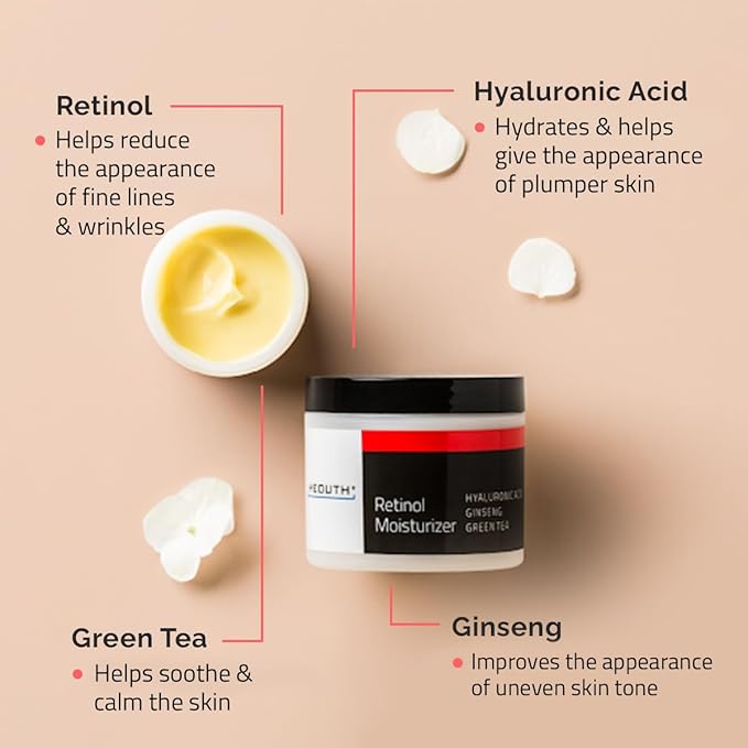YEOUTH Retinol Cream for Face, Retinol Face Cream for Women and Men with Hyaluronic Acid and Green Tea, Night Moisturizer for a Smoother Appearance 2oz