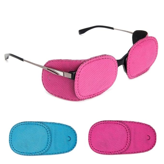 12PCS Amblyopia Eye Patch For Glasses, Children Weak Eye Patches for Strabismus Amblyopia, No irritation to skin (6 Pieces Pink, 6 Pieces Blue)