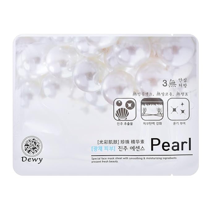 TNB Dewy Korean Essence Face Mask, Moisturizing Mask Sheet Pack, Korean Skin Care For All Skin Types (Pearl)