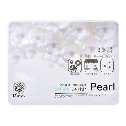 TNB Dewy Korean Essence Face Mask, Moisturizing Mask Sheet Pack, Korean Skin Care For All Skin Types (Pearl)
