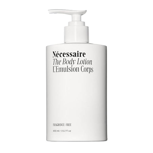 Nécessaire The Body Lotion with Pump. Fragrance-Free. Multi-Peptide Firming Lotion to Moisturize, Firm, Strengthen. 2.5% Niacinamide, Vitamin C/E + Omega 6/9. 450ml / 15.2 fl oz