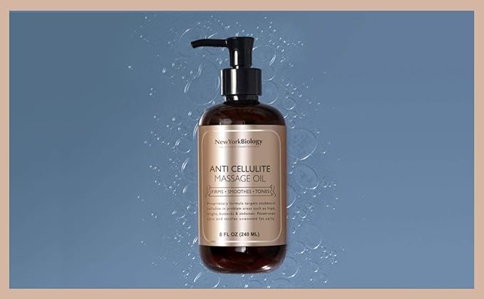 New York Biology Anti Cellulite Massage Oil 8 Fl. oz – Made with 100% Natural Oils – Body Oil for Massage Therapy, Muscle Relaxation and Deep Tissue