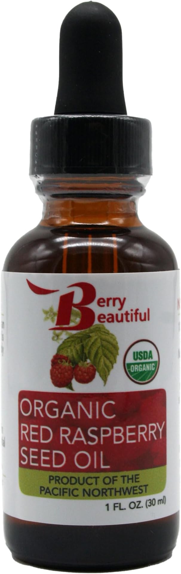 Certified Organic Red Raspberry Seed Oil - Cold-pressed from US grown raspberries (1 fl oz)