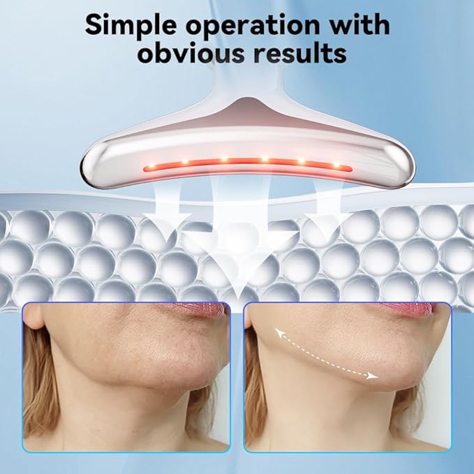 Neck and Face Massager, 7- IN -1 Face Sculpting Tool for Skin Care and with Vibration, Thermal(White)