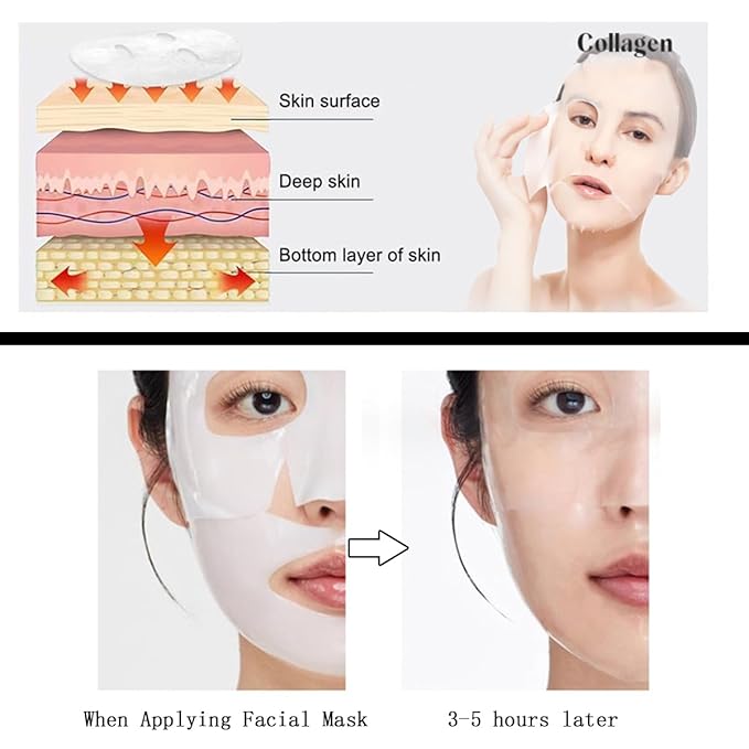 Collagen Face Mask,Deep Collagen Anti-Wrinkle Lifting Overnight Mask,for Lifting,Firming and Moisturizing(5pcs/1box)