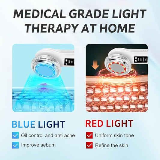 Red Light Therapy for Face and Neck Wrinkles, Anti-Aging Facial Wand, Cold Mold & Warm Deep Clean Skin Care Tools (Off-White)