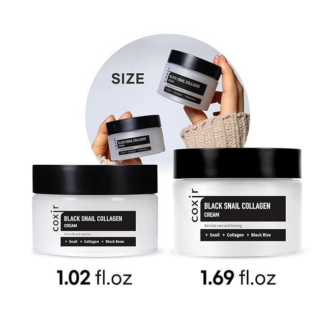 coxir BLACK SNAIL COLLAGEN EYE CREAM 1.01 fl.oz + CREAM 1.01 fl.oz | Black Foods, Snail Mucin, Collagen | Firming, Lifting, Moisturizing, Korean Skin Care