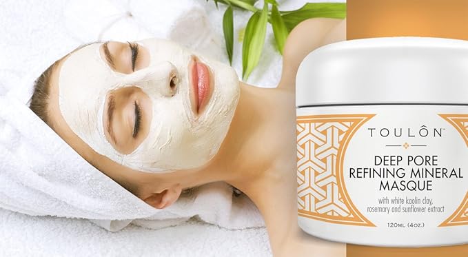 TOULON Kaolin Clay Mask for Face with White Kaolin Mineral Clay. Soft Pure Healing Mask with Minerals to Reduce Wrinkles and Blackheads & Detox Skin - Improve Complexion for Women or Men