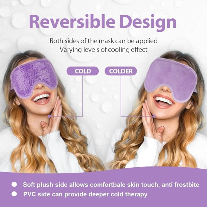 NEWGO Bundle of Cooling Eye Mask and Foot Ice Pack Purple