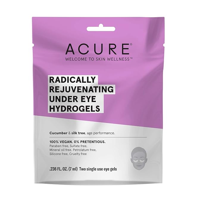 Acure Radically Rejuvenating Under Eye Hydrogel Mask, Provides Anti-Aging Support, & Silk Tree, Purple, Cucumber, 0.236 Fl Oz (Pack of 1)