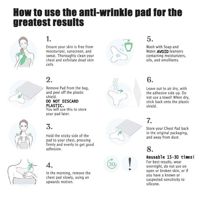 32 Pcs Wrinkle Patches，Reusable Silicone Face, Forehead, Neck & Chest Wrinkle Pads – Anti Aging Overnight Facial Smoothing Pads for Fine Lines, Decollete Care, Skin Rejuvenation