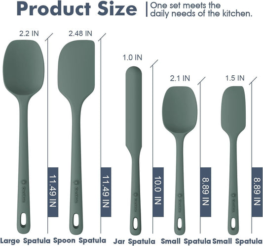 5 Pieces Silicone Spatula Set, Food Grade Rubber Spatula, Upgrade Strong Handle with Ergonomic Grip, Heat Resistant Up to 600°F for Nonstick Cookware, Cooking Dried Thyme