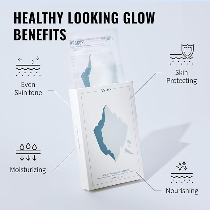 ASNO Rescue Healthy Looking Glow Sheet Mask 5ea, Bridal Glass Skin Facial Mask for Sensitive Skin, Nourishing, Glowing, Hydrating, Milk Thistle + Naicinamide + Paeonia Suffruticosa, Korean Skin Care