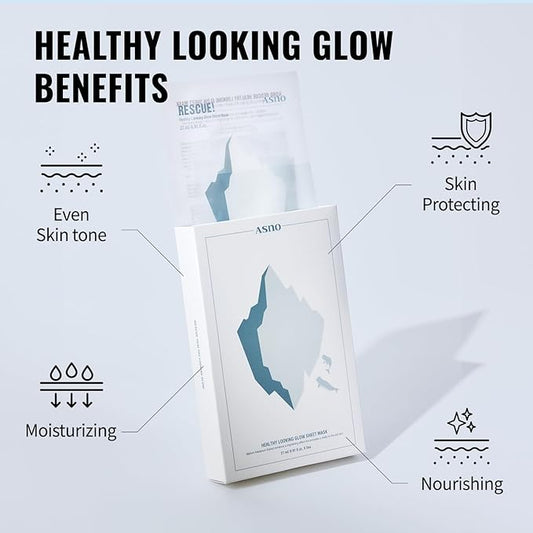 ASNO Rescue Healthy Looking Glow Sheet Mask 5ea, Bridal Glass Skin Facial Mask for Sensitive Skin, Nourishing, Glowing, Hydrating, Milk Thistle + Naicinamide + Paeonia Suffruticosa, Korean Skin Care