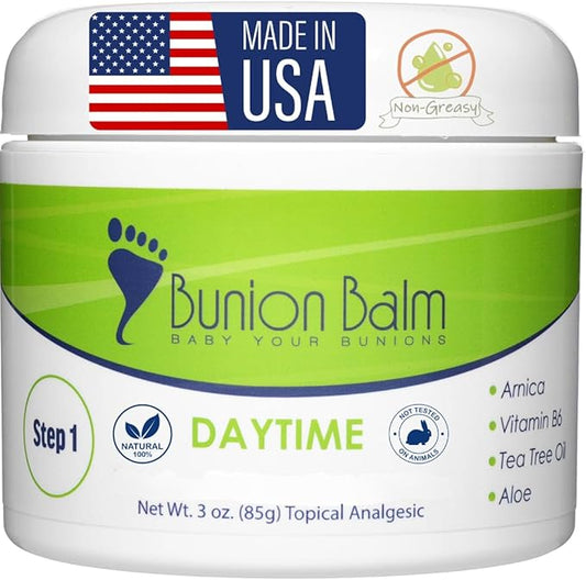 Bunion Balm 2 Step Soothing Bunion Kit. Natural Daytime Hallux Valgus Comfort Cream & Nighttime Moisturizing & Healing Lotion for Aching Bunions & Dry Cracked Skin