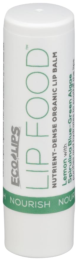 Eco Lips Lip Food Nourish Organic Lip Balm, Lemon with Spirulina Blue-Green Algae, USDA Certified Organic, 0.15 Oz (Pack of 20)