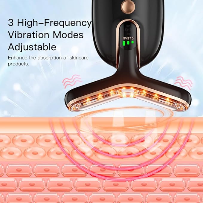 Neck Face Massager, Multifunctional Facial Massager, Face Sculpting Tool for Skin Care and Double Chin (Black Gold)