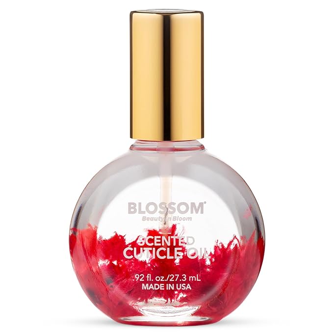 Blossom Cuticle Oil for Nails, Hydrating, Moisturizing, Scented Nail Oil Cuticle Care, Infused with Real Flowers, Made in USA, 0.92 fl. oz, Raspberry