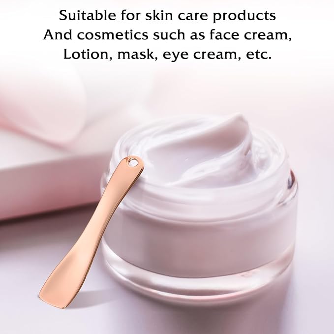6 Pcs Metal Makeup Spatula Tool, Mini Skincare Spatula Skin Care Facial Cream Mask Scoop Makeup Tools for Cosmetic Scoop for Creams Lotions Masks (Silver Gold Rose Gold)