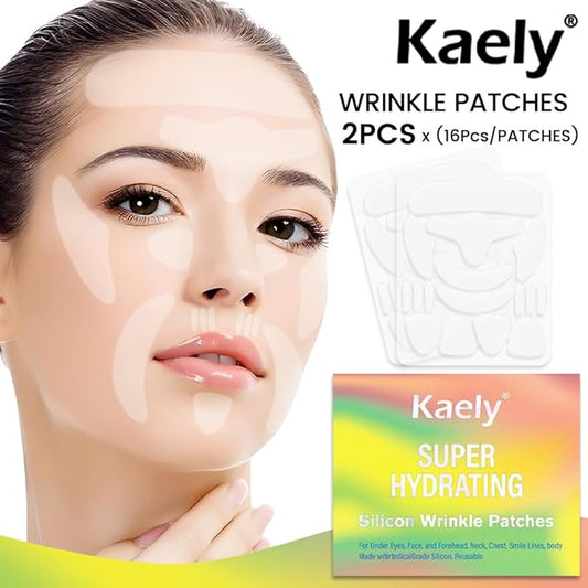 evpct 32Pcs Reusable Silicone Face Tape Forehead Wrinkle Patches for Face Wrinkles Overnight, Face Tape for Castor Oil, Face Facial oil Skin Tape Smoothing Wrinkle Patches for Face Wrinkles Overnight