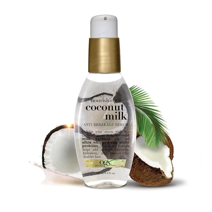 OGX Nourishing + Coconut Milk Anti-Breakage Serum, 4 Fl Oz (Pack of 2)