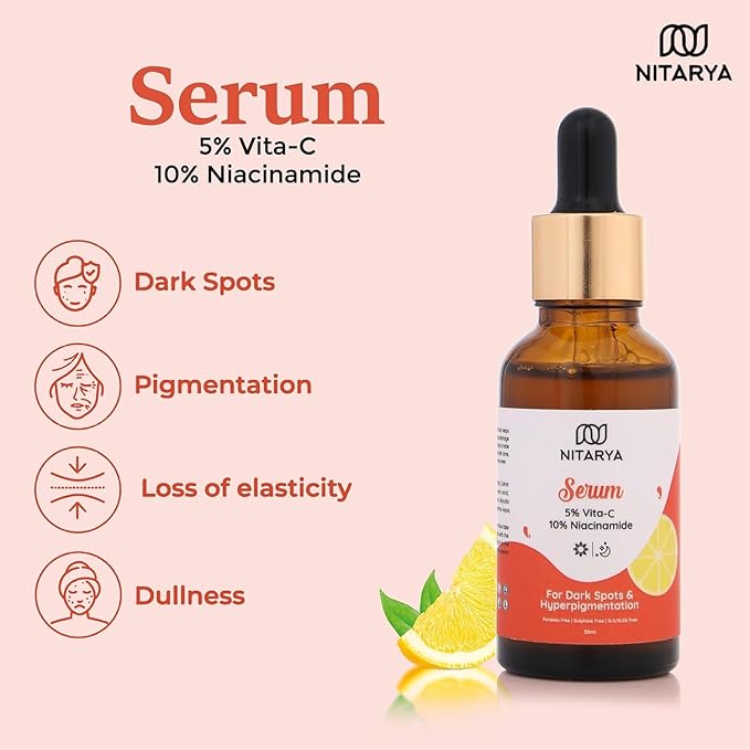 Face Serum for Dark Spots and Hyperpigmentation with 5% Vita C, 10% Niacinamide, Reveals Even Skin Tone 30 ml