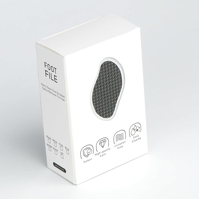 Glass Foot File Callus Dead Remover Heel Scraper and Shower Scrubber - Safely and painlessly removes calluses and Dry Skin from Heels (Blue)