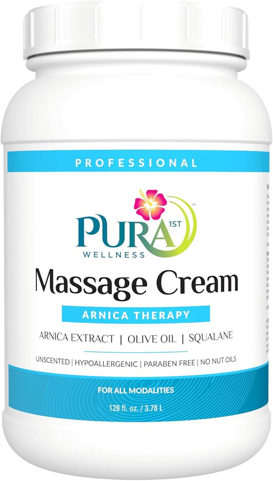Arnica Massage Cream, Deep Tissue Therapy, Hypoallergenic, Unscented Arnica Cream for Professional Use, Physical Therapy, Muscle Relief, Arnica Massage Lotion, Coconut Oil Massage Cream 128oz