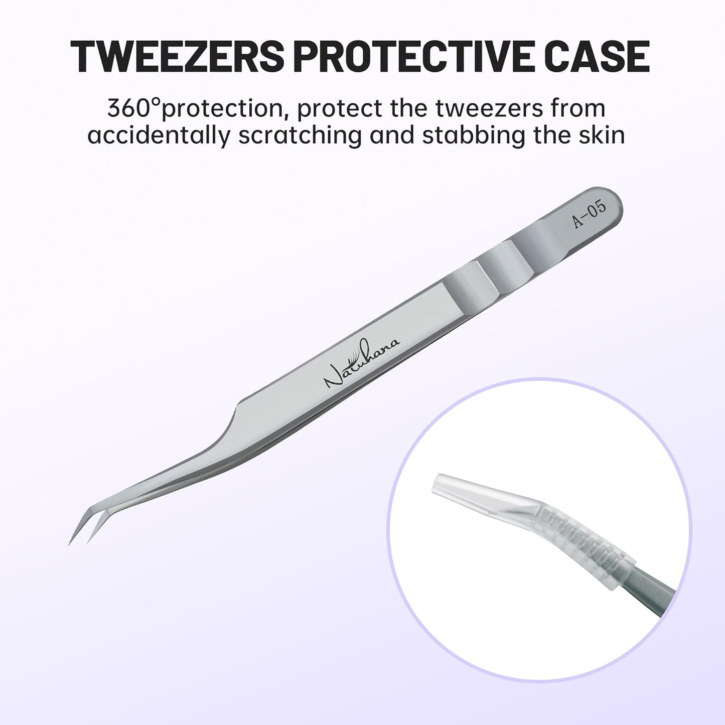 High Precision Lash Tweezers for Individual and Volume Eyelash Extensions Premium Stainless Steel Curved Fiber Tip Professional Isolation Tweezer