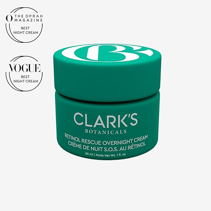 Clark's Botanicals Retinol Rescue Overnight Cream: Hyaluronic Acid & Patented Vitamin C, All Skin Types, Patented Time-Release Retinol, 60ml | 2oz (Pack of 2)