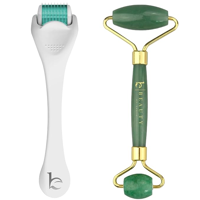 Beauty by Earth Jade Roller for Face & Derma Roller - Face Massager Skin Care Tools with Small Eye Roller